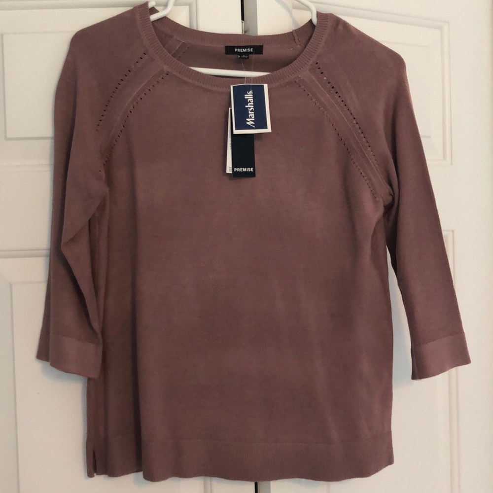 Pink 3/4 Sleeve Dressy Sweater